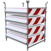 SET | with 80 traffic panels | on storage and transport frame | film RA2/B, hatched | one side indicating right | plastic traffic panel type 60